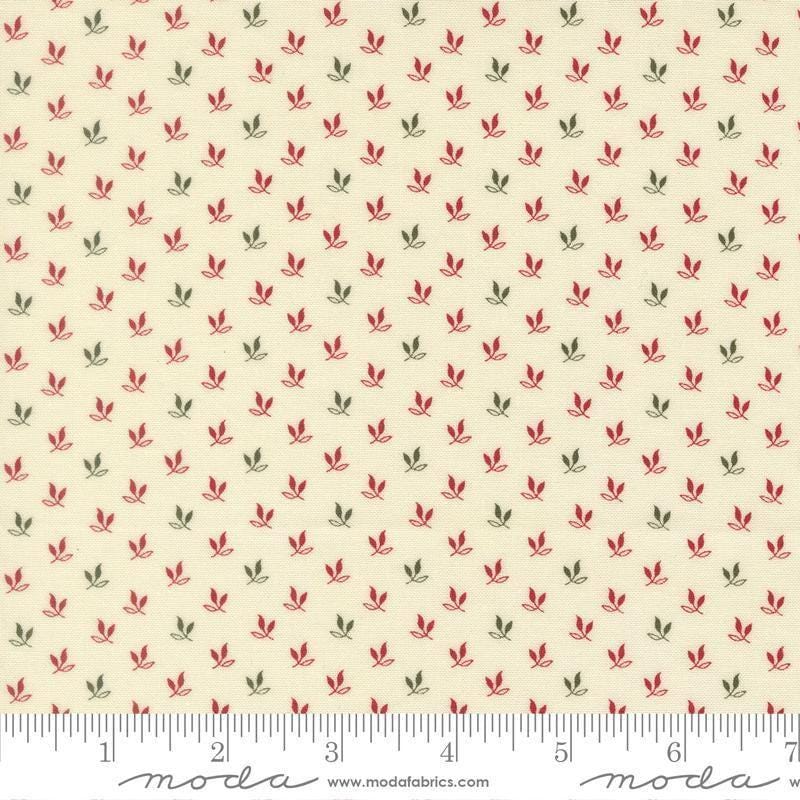 Image of Joyful Gatherings II Leaf Sprig Cloud quilting cotton fabric by Primitive Gatherings for Moda Fabrics. Features leaves on a cream background. Cute Little Fabric Shop.