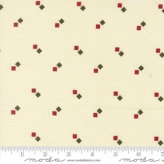 Image of Joyful Gatherings II Gift Boxes Cloud quilting cotton fabric by Primitive Gatherings for Moda Fabrics. Features squares on a cream background. Cute Little Fabric Shop.