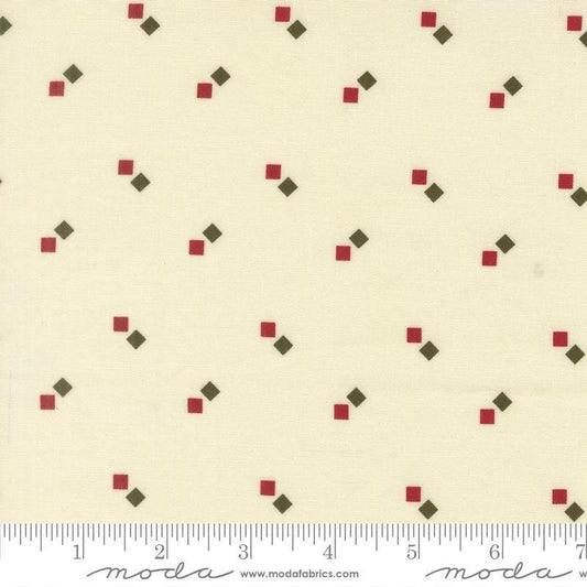Image of Joyful Gatherings II Gift Boxes Cloud quilting cotton fabric by Primitive Gatherings for Moda Fabrics. Features squares on a cream background. Cute Little Fabric Shop.