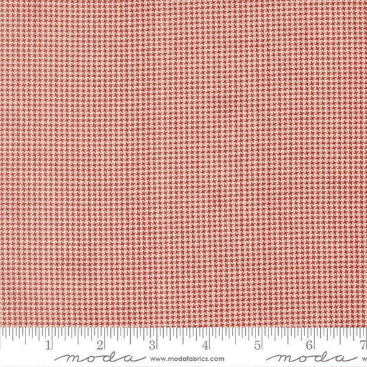 Image of Joyful Gatherings II Mini Houndstooth Cloud quilting cotton fabric by Primitive Gatherings for Moda Fabrics. Features houndstooth on a cream and red background. Cute Little Fabric Shop.