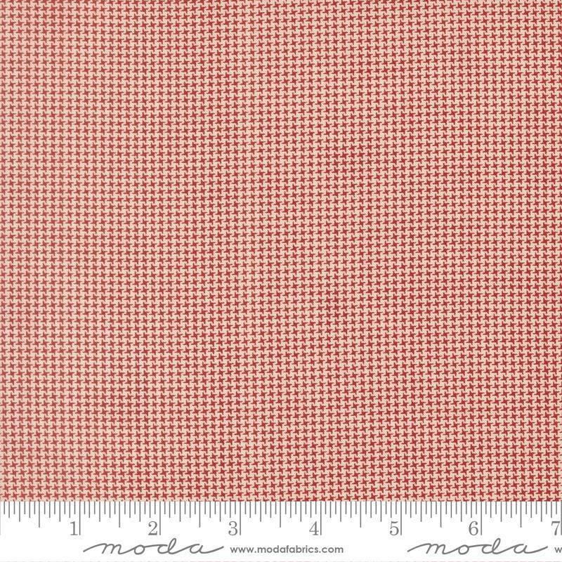 Image of Joyful Gatherings II Mini Houndstooth Cloud quilting cotton fabric by Primitive Gatherings for Moda Fabrics. Features houndstooth on a cream and red background. Cute Little Fabric Shop.