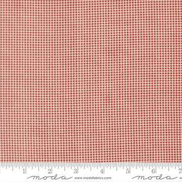 Image of Joyful Gatherings II Mini Houndstooth Cloud quilting cotton fabric by Primitive Gatherings for Moda Fabrics. Features houndstooth on a cream and red background. Cute Little Fabric Shop.