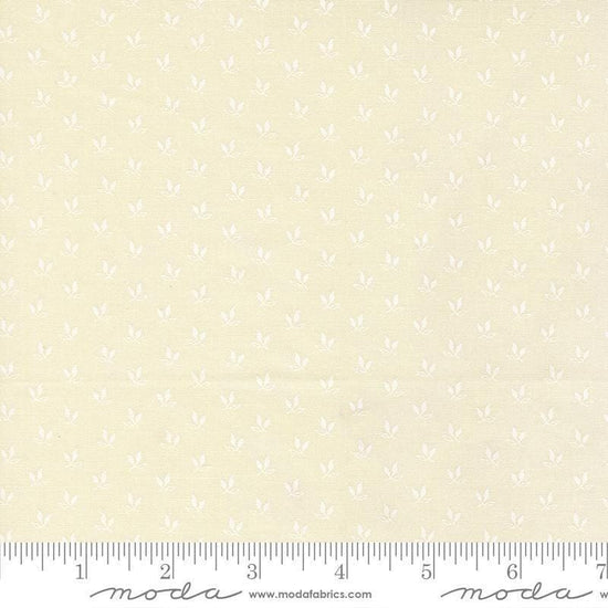 Image of Joyful Gatherings II Leaf Sprig Cloud White quilting cotton fabric by Primitive Gatherings for Moda Fabrics. Features leaves on a cream background. Cute Little Fabric Shop.