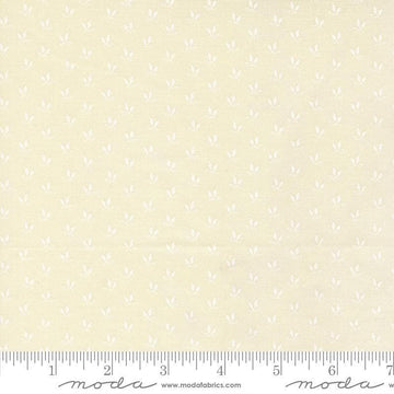 Image of Joyful Gatherings II Leaf Sprig Cloud White quilting cotton fabric by Primitive Gatherings for Moda Fabrics. Features leaves on a cream background. Cute Little Fabric Shop.