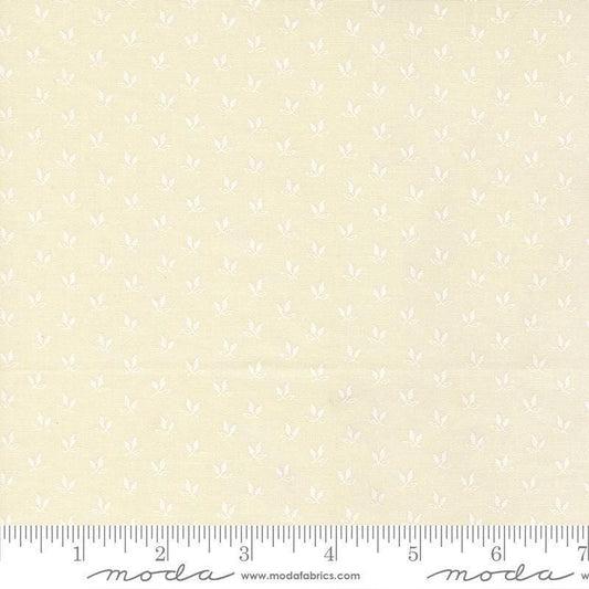 Image of Joyful Gatherings II Leaf Sprig Cloud White quilting cotton fabric by Primitive Gatherings for Moda Fabrics. Features leaves on a cream background. Cute Little Fabric Shop.