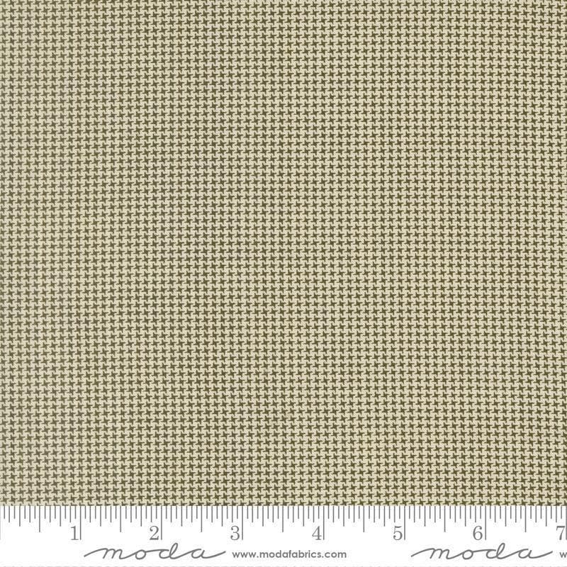 Image of Joyful Gatherings II Mini Houndstooth Cloud Evergreen quilting cotton fabric by Primitive Gatherings for Moda Fabrics. Features houndstooth on a green background. Cute Little Fabric Shop.