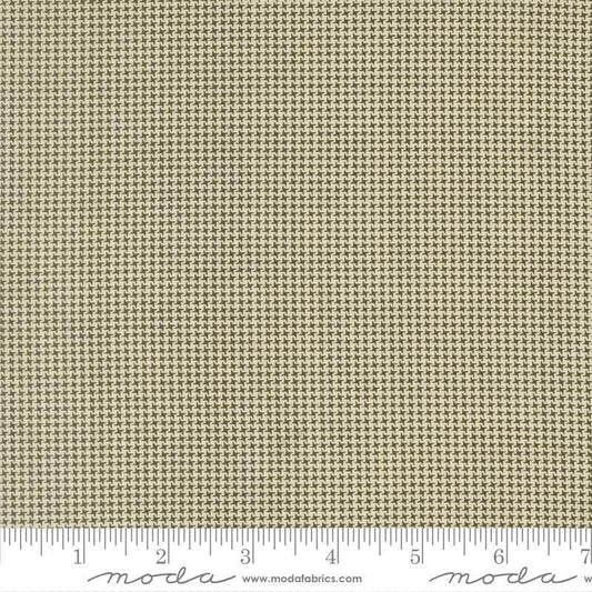 Image of Joyful Gatherings II Mini Houndstooth Cloud Evergreen quilting cotton fabric by Primitive Gatherings for Moda Fabrics. Features houndstooth on a green background. Cute Little Fabric Shop.