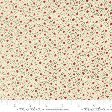 Image of Joyful Gatherings II Circle of Stars Cloud quilting cotton fabric by Primitive Gatherings for Moda Fabrics. Features stars and dots on a cream background. Cute Little Fabric Shop.