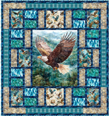 Skyward Eagle Eye Quilt Kit Panel Quilt - FORSL KIT 7177A - QT Fabrics Quilting Cotton Fabric