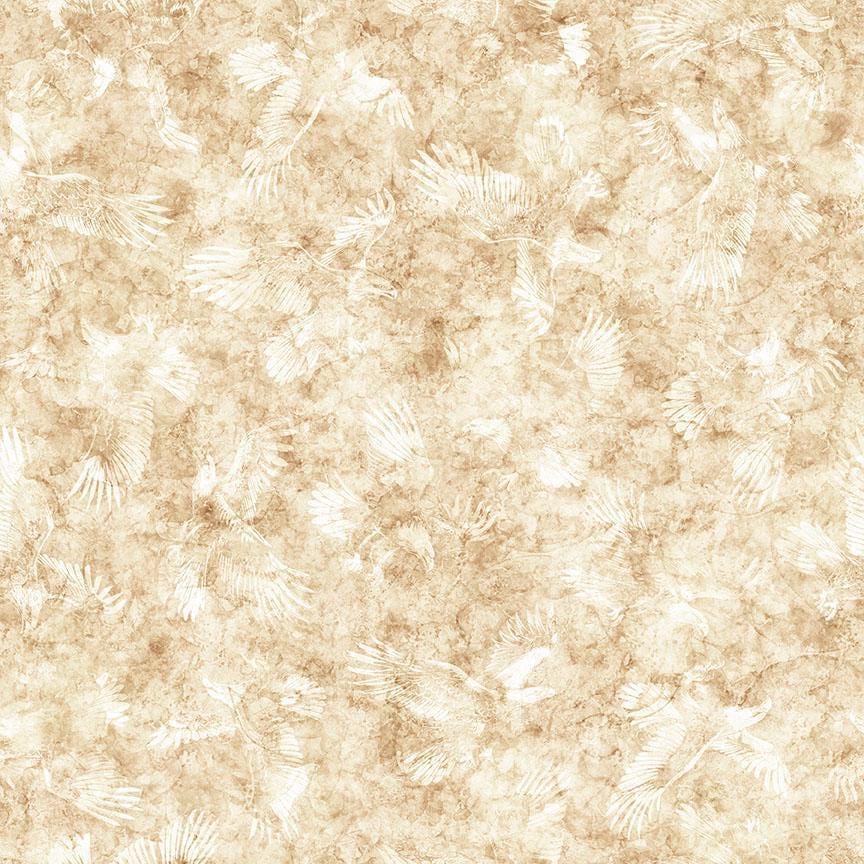 Image of Skyward Eagle Tonal Tan quilting cotton fabric by Morris Creative Group for QT Fabrics. Features printed texture on a cream background. Cute Little Fabric Shop.