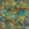 Image of Skyward Patina Turquoise quilting cotton fabric by Morris Creative Group for QT Fabrics. Features printed texture on a blue and brown background. Cute Little Fabric Shop.