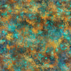 Image of Skyward Patina Turquoise quilting cotton fabric by Morris Creative Group for QT Fabrics. Features printed texture on a blue and brown background. Cute Little Fabric Shop.
