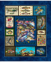The Lure of Fishing Panel Multi Blue Fish Fabric - 32122 - QT Fabrics Quilting Cotton Fabric
