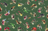 Image of The Lure of Fishing Lures Green quilting cotton fabric by JQ Licensing for QT Fabrics. Features fishing hooks on a green background. Cute Little Fabric Shop.