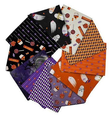 Ghost Tales Fat Quarter Bundle Halloween Fabric - FATQU GHTL 3PKJ - 11-Piece Precut - QT Fabrics Quilting Cotton Fabric
