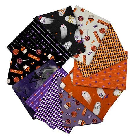 Ghost Tales Fat Quarter Bundle Halloween Fabric - FATQU GHTL 3PKJ - 11-Piece Precut - QT Fabrics Quilting Cotton Fabric