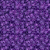 Image of Witchypoo Spiderwebs Purple quilting cotton fabric by Morris Creative Group for QT Fabrics. Features spiderwebs on a purple background. Cute Little Fabric Shop.
