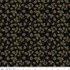 Image of Tangled Gardens Leaves Black quilting cotton fabric by Diane Labombarbe for Riley Blake Designs. Features leaves on a black background. Cute Little Fabric Shop.