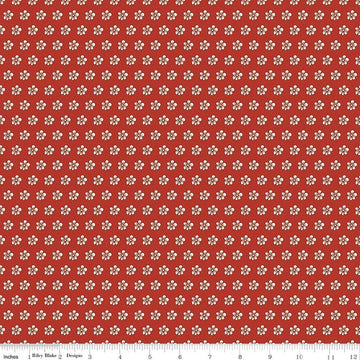 Image of Tangled Gardens Flowers Red quilting cotton fabric by Diane Labombarbe for Riley Blake Designs. Features flowers on a red background. Cute Little Fabric Shop.