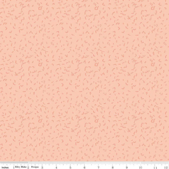 Image of Tangled Gardens Seedling Blush quilting cotton fabric by Diane Labombarbe for Riley Blake Designs. Features leaves on a pink background. Cute Little Fabric Shop.