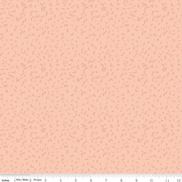 Image of Tangled Gardens Seedling Blush quilting cotton fabric by Diane Labombarbe for Riley Blake Designs. Features leaves on a pink background. Cute Little Fabric Shop.