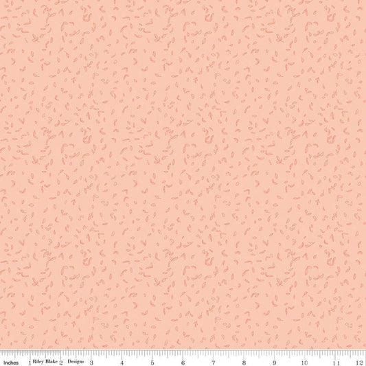 Image of Tangled Gardens Seedling Blush quilting cotton fabric by Diane Labombarbe for Riley Blake Designs. Features leaves on a pink background. Cute Little Fabric Shop.