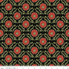 Image of Tangled Gardens Medallions Black quilting cotton fabric by Diane Labombarbe for Riley Blake Designs. Features flowers on a black background. Cute Little Fabric Shop.