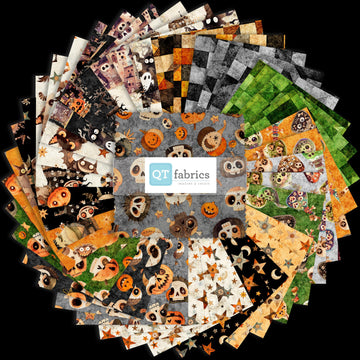 A Haunting We Will Go Charm Pack Halloween Fabric - 5SQ HWWG 6PKO - 42-Piece Precut - QT Fabrics Quilting Cotton Fabric
