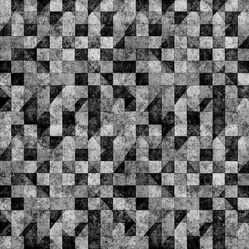 Image of A Haunting We Will Go Checkboard Smoke quilting cotton fabric by Morris Creative Group for QT Fabrics. Features a geometric pattern on a gray background. Cute Little Fabric Shop.