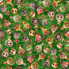 Image of A Haunting We Will Go Potions Green quilting cotton fabric by Morris Creative Group for QT Fabrics. Features potions and skulls on a green background. Cute Little Fabric Shop.