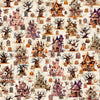 Image of A Haunting We Will Go Haunted Landscape Oatmeal quilting cotton fabric by Morris Creative Group for QT Fabrics. Features houses on a cream background. Cute Little Fabric Shop.
