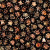 Image of A Haunting We Will Go Monster Toss Charcoal quilting cotton fabric by Morris Creative Group for QT Fabrics. Features halloween monsters on a black background. Cute Little Fabric Shop.