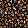 Image of A Haunting We Will Go Monster Toss Charcoal quilting cotton fabric by Morris Creative Group for QT Fabrics. Features halloween monsters on a black background. Cute Little Fabric Shop.