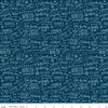 Image of A Perfect Winter Text Navy quilting cotton fabric by Lori Whitlock for Riley Blake Designs. Features words on a blue background. Cute Little Fabric Shop.