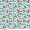 Image of A Perfect Winter Flowers Powder quilting cotton fabric by Lori Whitlock for Riley Blake Designs. Features flowers on a blue background. Cute Little Fabric Shop.