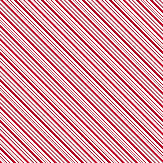 Image of A Perfect Winter Stripes Red quilting cotton fabric by Lori Whitlock for Riley Blake Designs. Features stripes on a red background. Cute Little Fabric Shop.