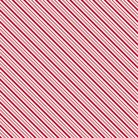 Image of A Perfect Winter Stripes Red quilting cotton fabric by Lori Whitlock for Riley Blake Designs. Features stripes on a red background. Cute Little Fabric Shop.
