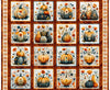 Harvest Hollow Decorative Pumpkin Picture Patches Panel Burnt Umber Red Floral Fabric - 31984 - QT Fabrics Quilting Cotton Fabric