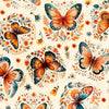 Image of Harvest Hollow Butterflies Cream quilting cotton fabric by Morris Creative Group for QT Fabrics. Features butterflies on a cream background. Cute Little Fabric Shop.