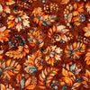 Image of Harvest Hollow Fall Leaves Burnt Umber quilting cotton fabric by Morris Creative Group for QT Fabrics. Features leaves on a red background. Cute Little Fabric Shop.