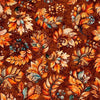 Image of Harvest Hollow Fall Leaves Burnt Umber quilting cotton fabric by Morris Creative Group for QT Fabrics. Features leaves on a red background. Cute Little Fabric Shop.