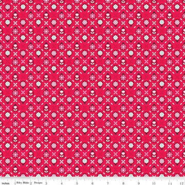 Image of Chasing Rainbows Cute as a Bug Fruit Punch quilting cotton fabric by Leslie Ryan for Riley Blake Designs. Features flowers on a red background. Cute Little Fabric Shop.