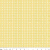 Image of Chasing Rainbow Interlink Yellow quilting cotton fabric by Leslie Ryan for Riley Blake Designs. Features a geometric pattern on a yellow background. Cute Little Fabric Shop.