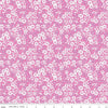 Image of Chasing Rainbows Everbloom Pink quilting cotton fabric by Leslie Ryan for Riley Blake Designs. Features flowers on a pink background. Cute Little Fabric Shop.