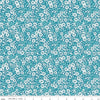 Image of Chasing Rainbows Everbloom Paradise quilting cotton fabric by Leslie Ryan for Riley Blake Designs. Features flowers on a blue background. Cute Little Fabric Shop.