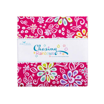 Chasing Rainbows 5" Stacker Floral Fabric - 5-18010-42 - 42-Piece Precut - Riley Blake Quilting Cotton Fabric