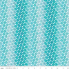 Image of Chasing Rainbows Stellar Aqua Weave quilting cotton fabric by Leslie Ryan for Riley Blake Designs. Features stars on a blue background. Cute Little Fabric Shop.