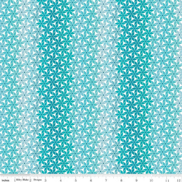 Image of Chasing Rainbows Stellar Aqua Weave quilting cotton fabric by Leslie Ryan for Riley Blake Designs. Features stars on a blue background. Cute Little Fabric Shop.
