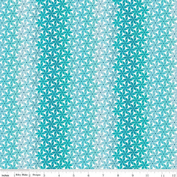 Image of Chasing Rainbows Stellar Aqua Weave quilting cotton fabric by Leslie Ryan for Riley Blake Designs. Features stars on a blue background. Cute Little Fabric Shop.