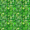 Image of Lumenique Mosaic Blender Kelly Green quilting cotton fabric by Dan Morris for QT Fabrics. Features a printed stained glass pattern on a green background. Cute Little Fabric Shop.